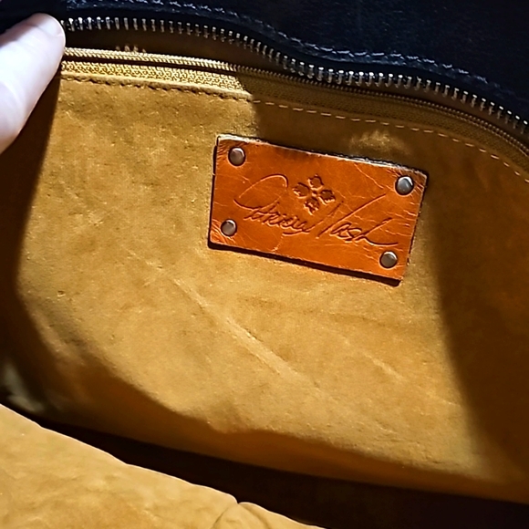 Patricia Nash Black Silver Rose Tooling Cassini Floral Embossed Tote Shoulder Ba - Picture 8 of 8